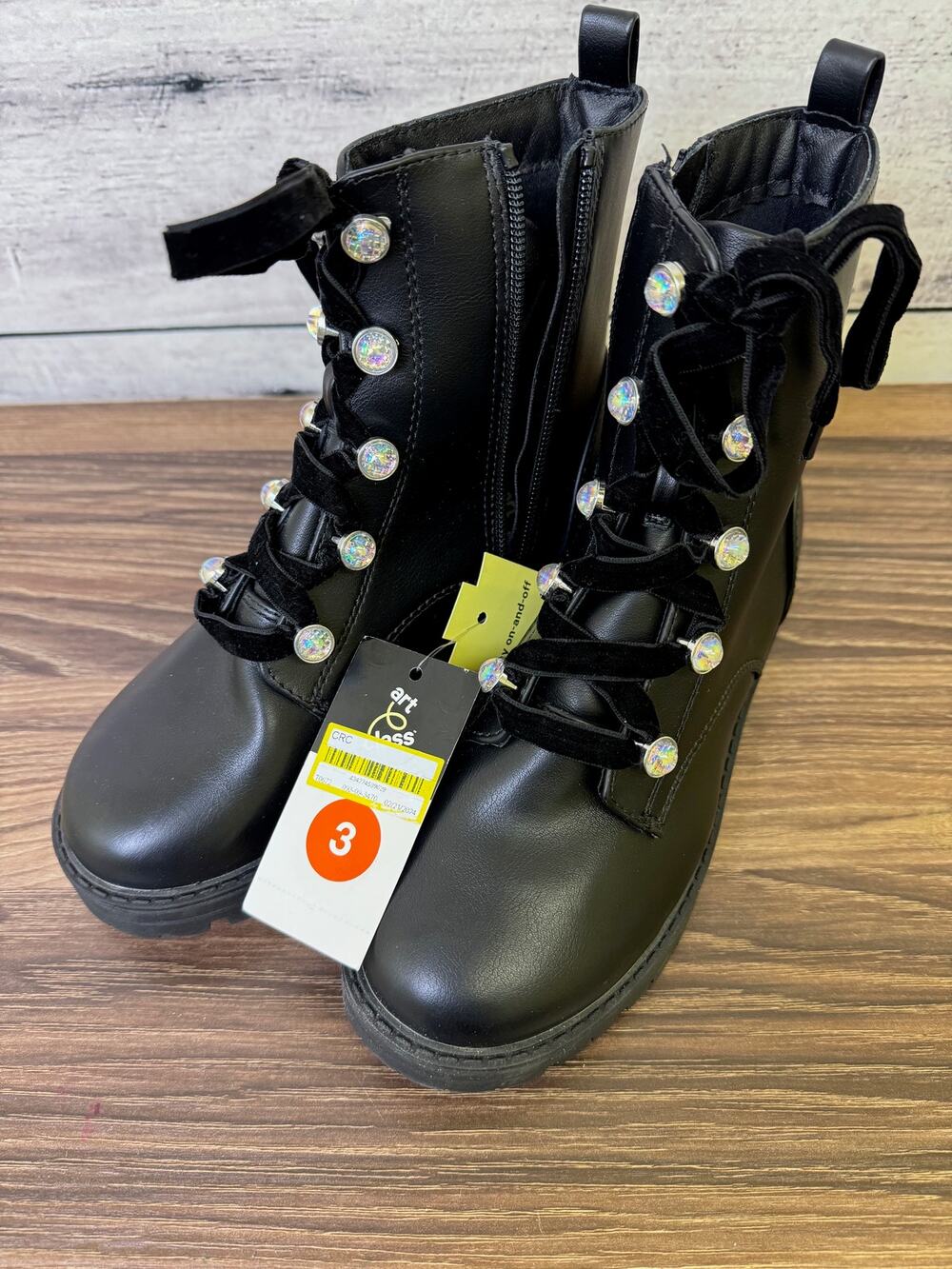 NWT Girls Art Class Black Zara Combat Boots - Size 3